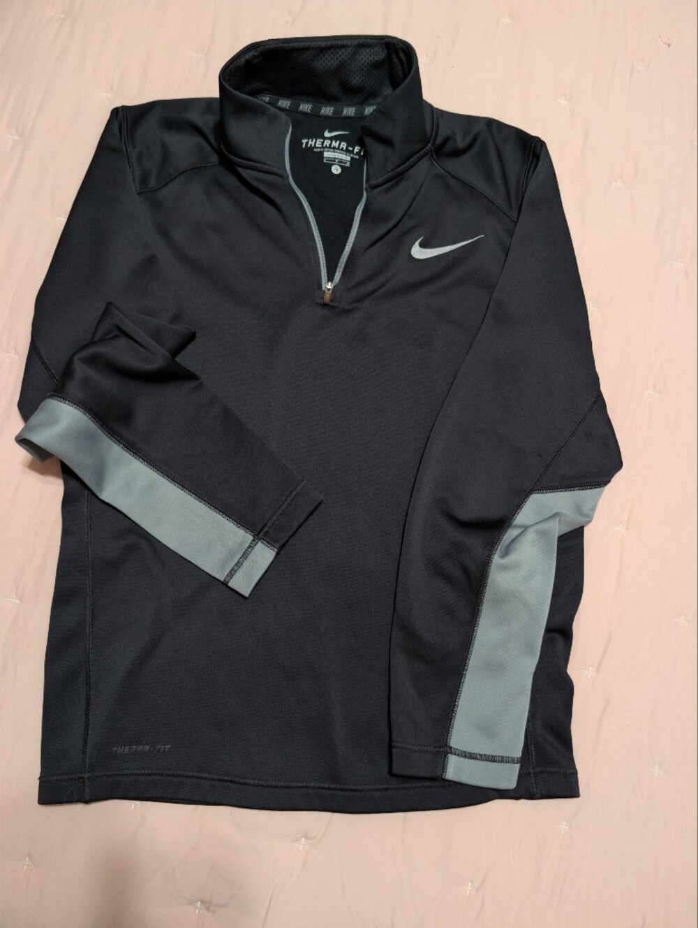 Nike Black Performance Quarter-Zip Jacket with Gray Panels